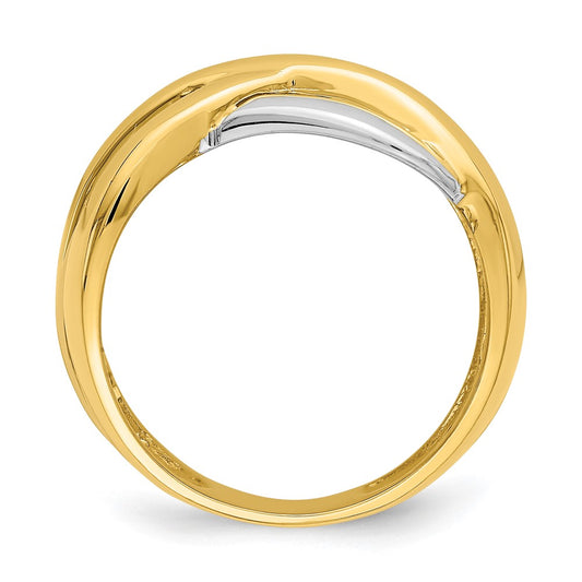 14k Two-tone Cross-Cross Design Ring
