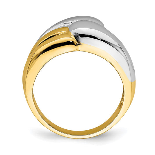 14k Two-Tone Polished Zigzag Design Ring