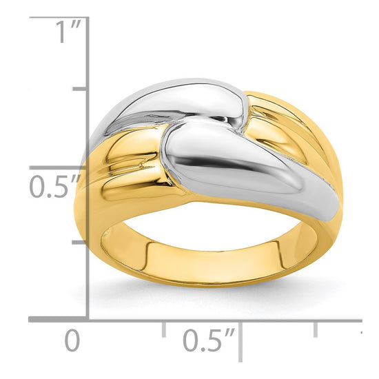 14k Two-Tone Polished Zigzag Design Ring