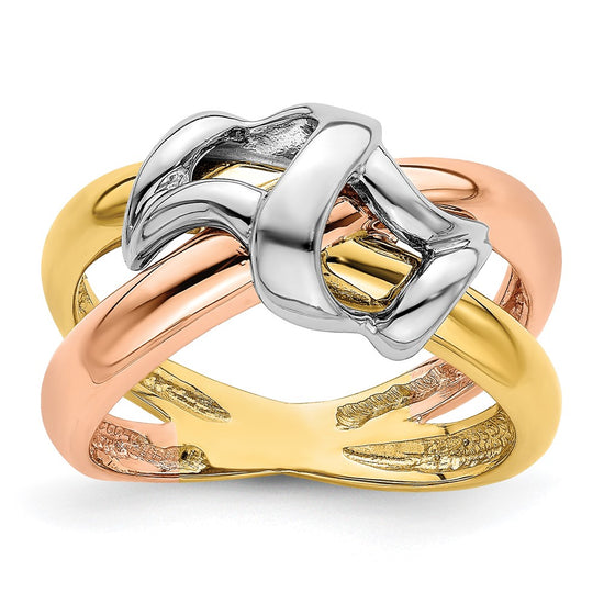 14k Tri-Color Polished Woven Band