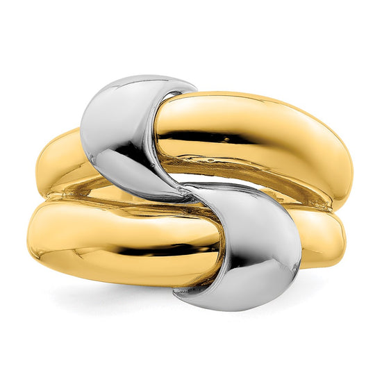 14K Two-Tone Polished Knot Dome Ring