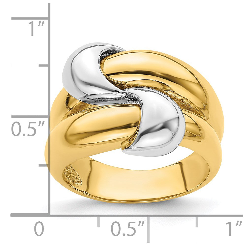 14K Two-Tone Polished Knot Dome Ring