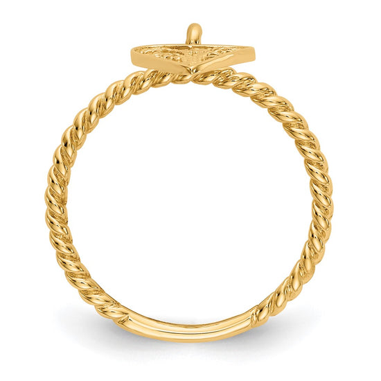 14k Dangle Filigree Heart Ring