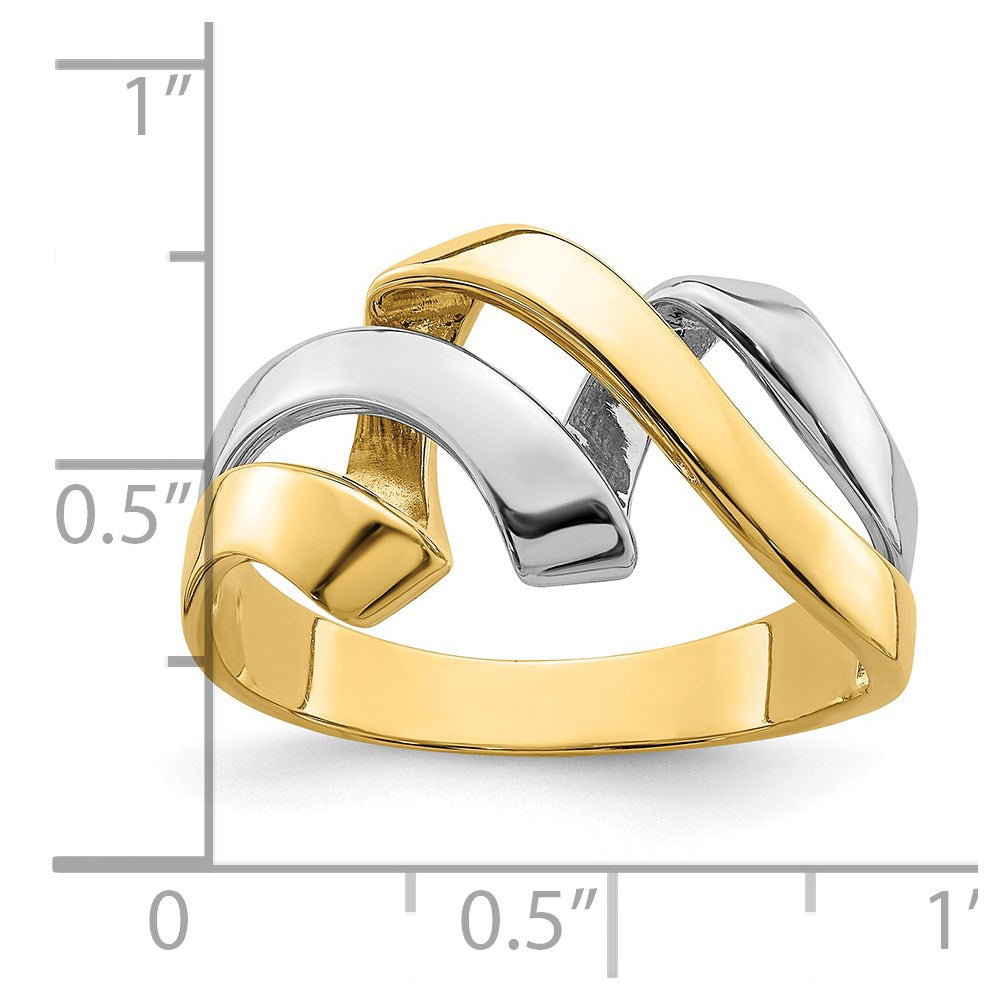 14k Two-Tone Twisted Wave Ring