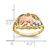14k Two-Tone with White Rhodium Two Elephants Ring