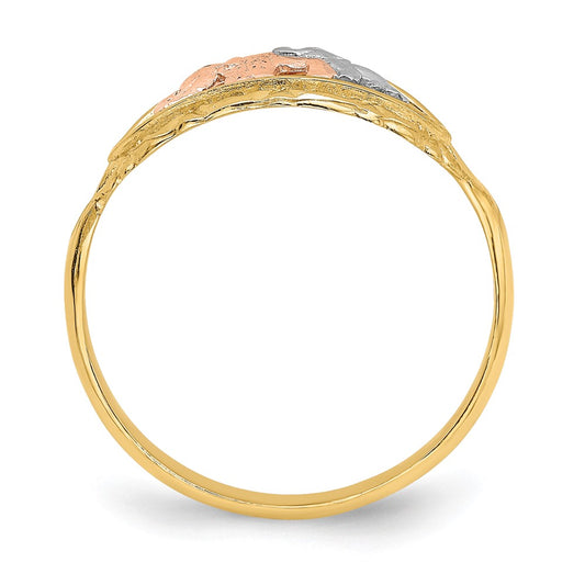 14k Two-tone with White Rhodium Two Elephants Ring