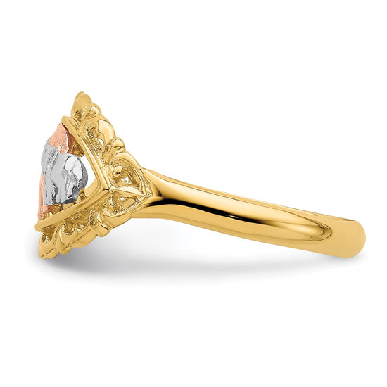 14k Two-tone with White Rhodium Two Elephants Ring