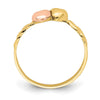14k Two-Tone Two Hearts Ridged Ring