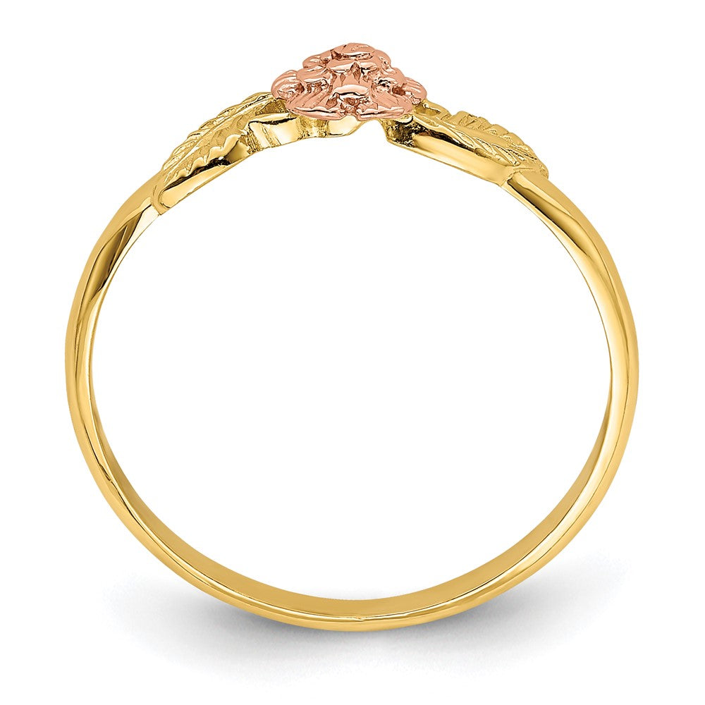 14k Two-tone Diamond-cut Leaves with Flower Ring