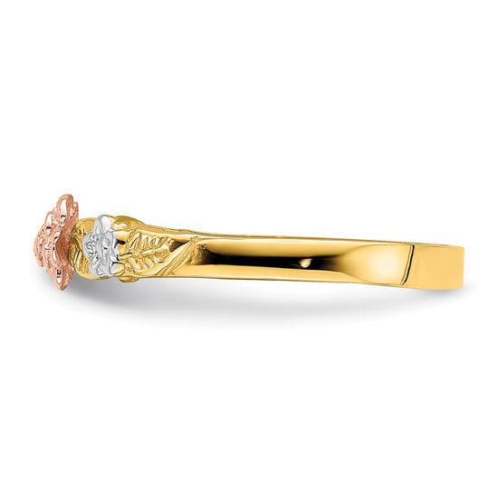 14k Two-Tone with White Rhodium Flower Ring