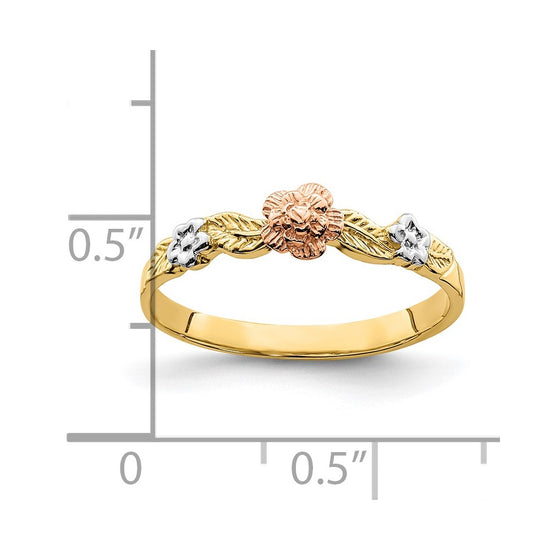 14k Two-Tone with White Rhodium Flower Ring