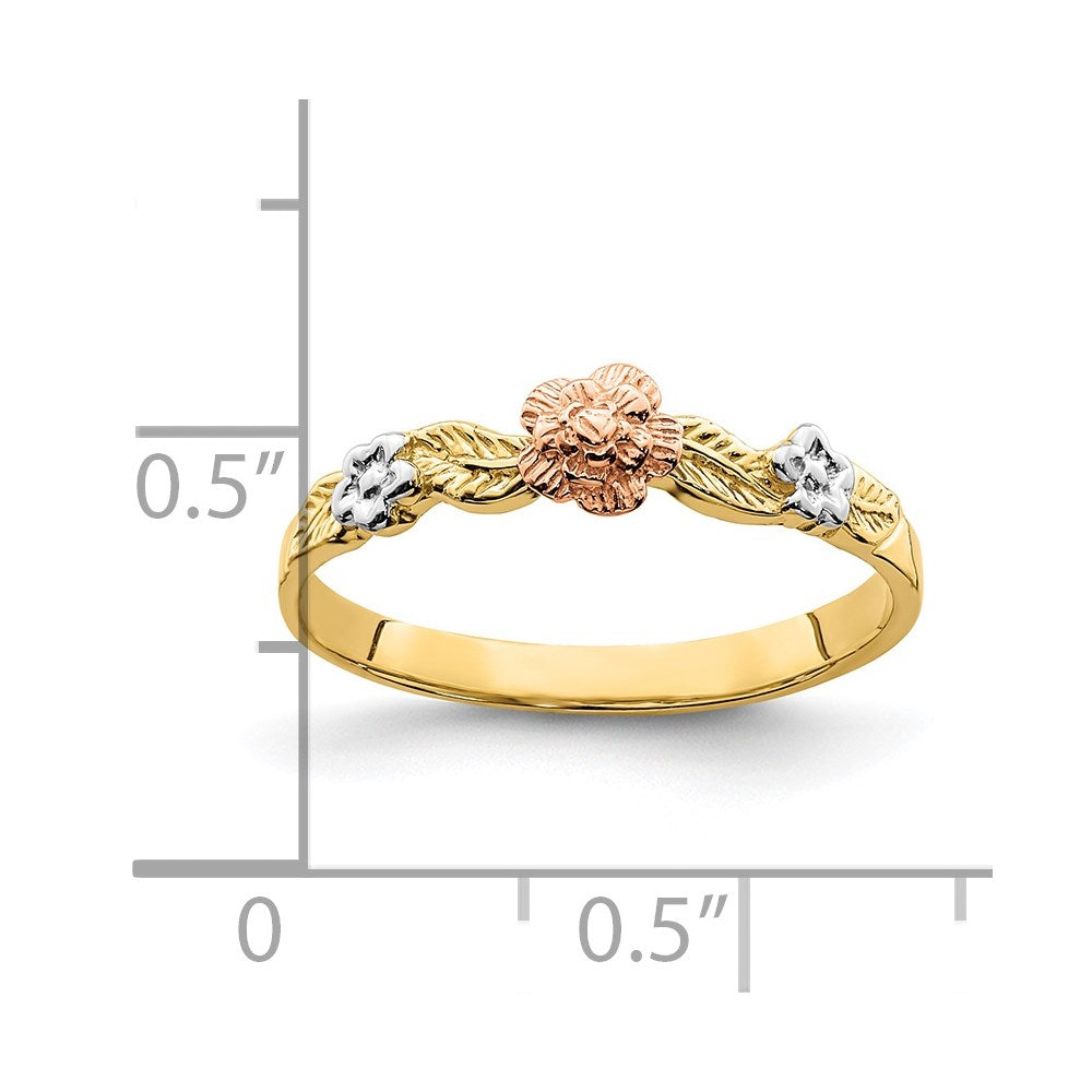 14k Two-Tone with White Rhodium Flower Ring