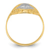 14k and White Rhodium Oval Shield and Hearts Ring