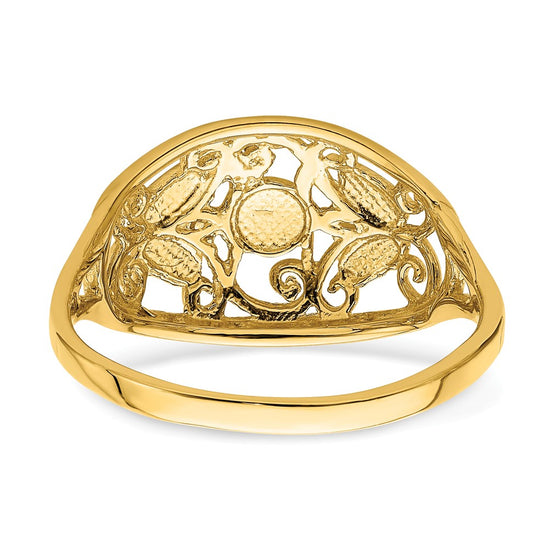 14K and White Rhodium Diamond-cut Oval Filigree Ring