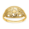 14K and White Rhodium Diamond-cut Oval Filigree Ring