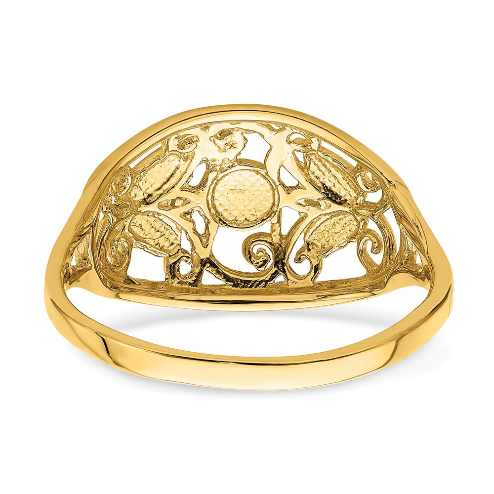 14K and White Rhodium Diamond-cut Oval Filigree Ring