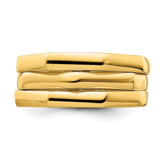 14k Polished Three Ridged Dome Ring