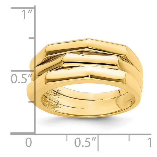 14k Polished Three Ridged Dome Ring