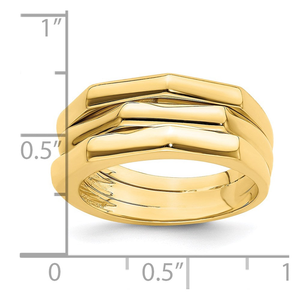 14k Polished Three Ridged Dome Ring