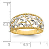 14k and White Rhodium Diamond-cut Filigree Leaf Ring