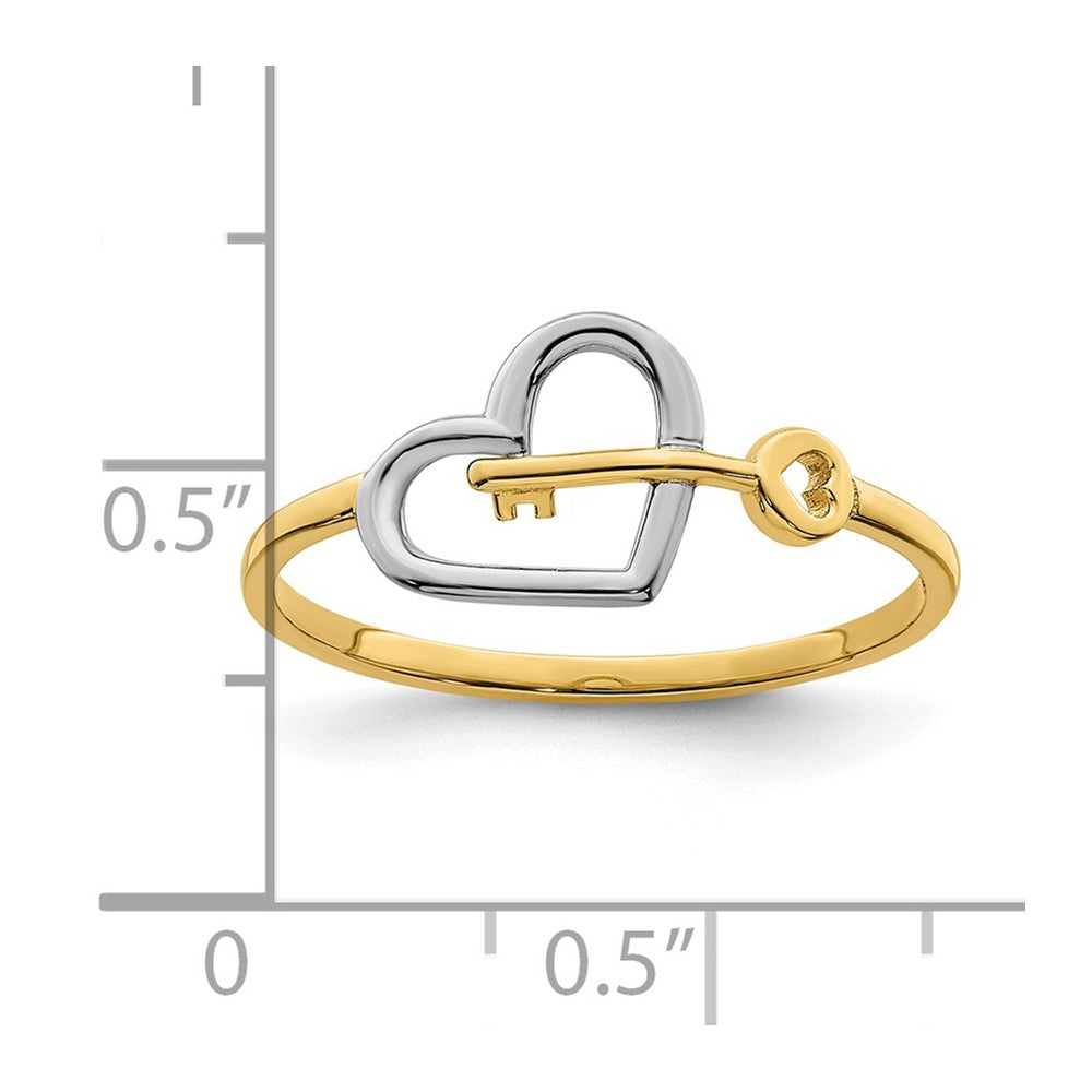 14k and White Rhodium Heart and Key Ring