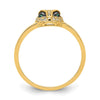 14K Polished Green and White CZ Lioness Head Ring