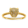 14K Polished Green and White CZ Lioness Head Ring