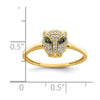 14K Polished Green and White CZ Lioness Head Ring