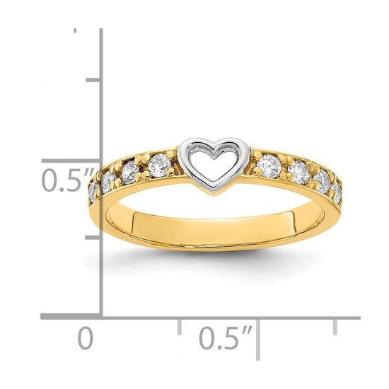 14K and White Rhodium CZ Heart Ring