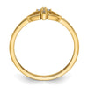 14K Polished CZ Cross and Hearts Ring