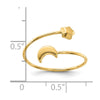 14K Polished Adjustable Moon and Star Ring