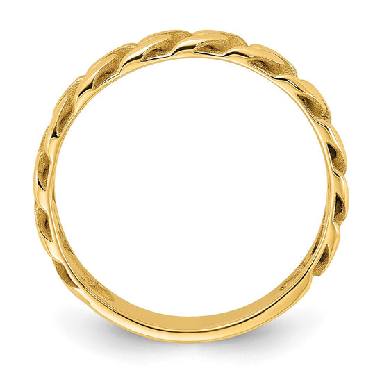 14k Polished 4mm Curb Link Ring Size 10
