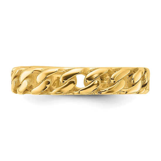 14k Polished 4mm Curb Link Ring Size 10