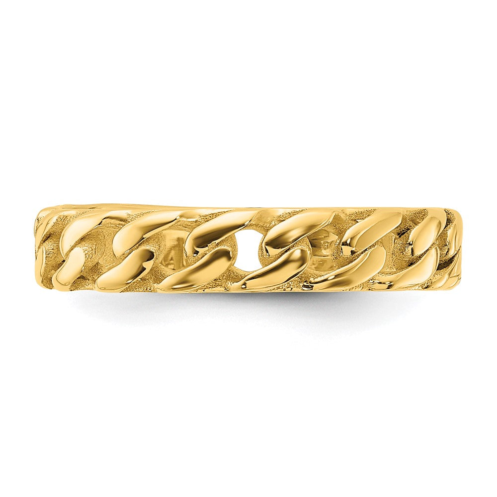 14k Polished 4mm Curb Link Ring Size 10