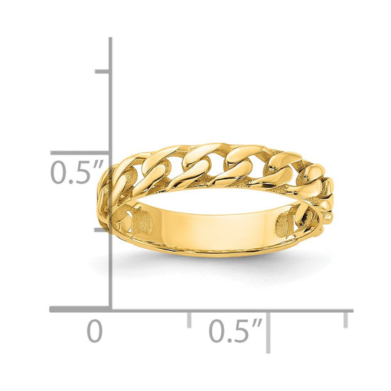 14k Polished 4mm Curb Link Ring Size 10