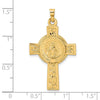14k Polished Cross with Miraculous Medal Center Pendant