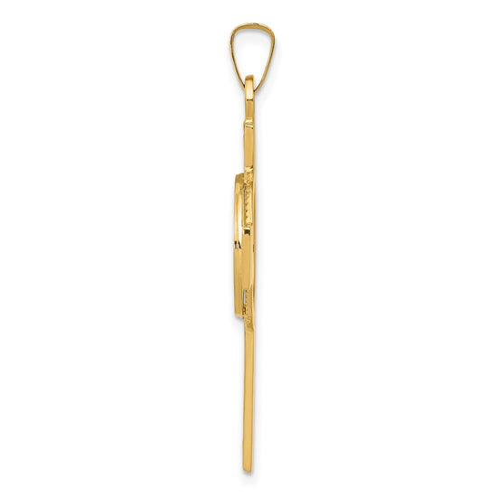 14k Polished Solid Cross with St Anthony Medal Pendant