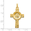 14k Polished Solid Cross with St Anthony Medal Pendant