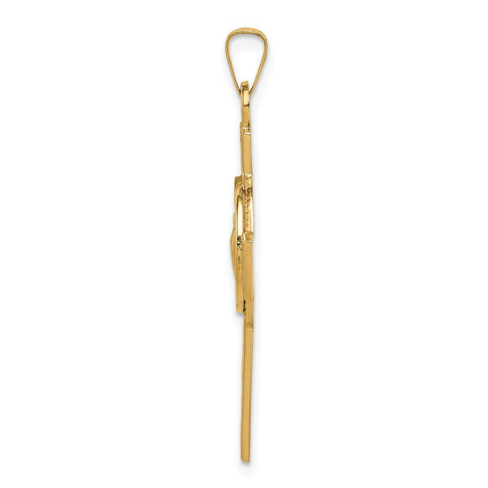14k Polished Cross with St. Jude Thaddeus Medal Pendant