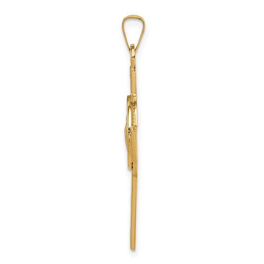 14k Polished Cross with St. Jude Thaddeus Medal Pendant