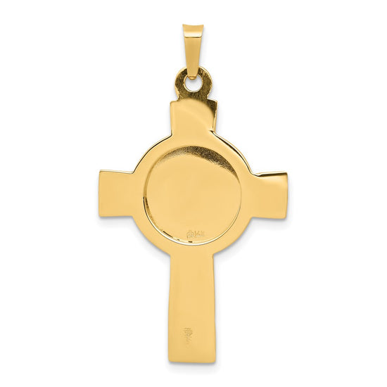 14k Polished Cross with St. Michael Medal Pendant