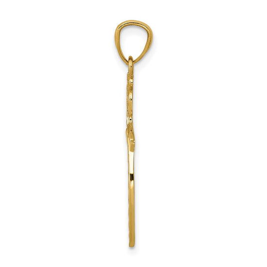 14k Scroll Design Cross Pendant