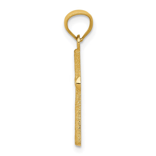 14k Diamond-cut Cross Pendant