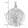 14k White Gold Polished and Satin Solid Saint Jude Thaddeus Medal Round Pendant