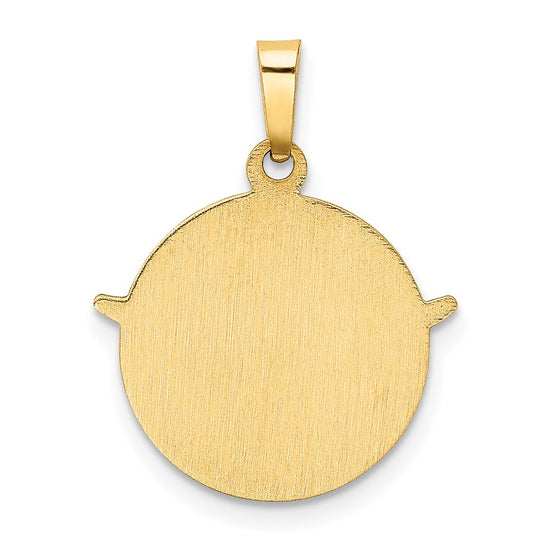 14k Polished and Satin Hollow Holy Spirit Medal Round Pendant