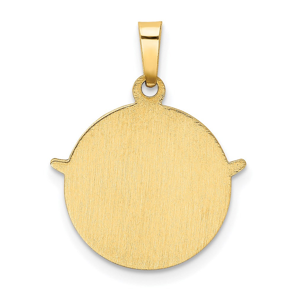 14k Polished and Satin Hollow Holy Spirit Medal Round Pendant