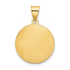 14k Polished and Satin Hollow CONFIRMATION with Cross Medal Round Pendant
