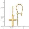 14k Polished and Satin Heart Cross Kidney Wire Earrings