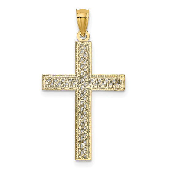 14k Diamond-cut Filigree Cross Pendant