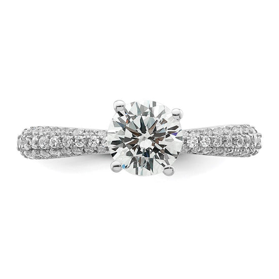 14K White Gold Diamond Semi-Mount Hidden Halo Engagement Ring